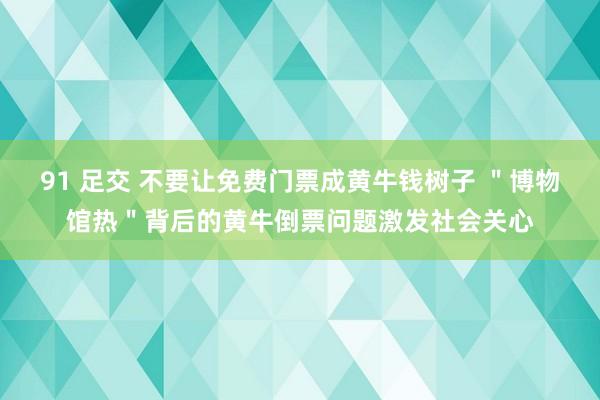 91 足交 不要让免费门票成黄牛钱树子 ＂博物馆热＂背后的黄牛倒票问题激发社会关心