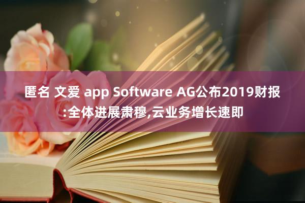 匿名 文爱 app Software AG公布2019财报:全体进展肃穆，云业务增长速即