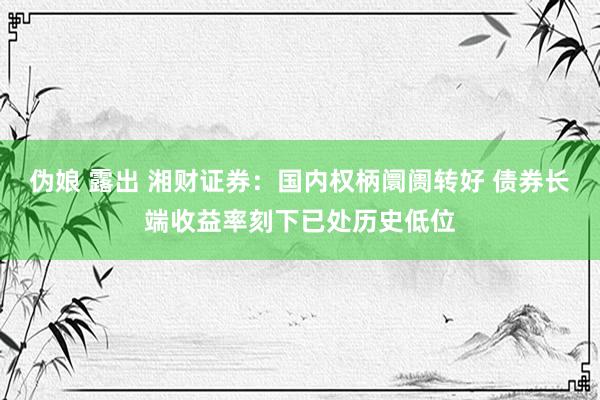 伪娘 露出 湘财证券：国内权柄阛阓转好 债券长端收益率刻下已处历史低位