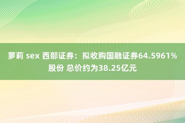 萝莉 sex 西部证券：拟收购国融证券64.5961%股份 总价约为38.25亿元